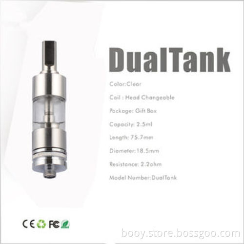 Pyrex Glass Huge Vapor E-cigarette Atomizer Dual Tank Clearomizer with 9 Various Drip Tips